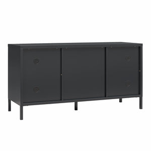 Systembuild Evolution Sunset District Metal TV Stand for TVs up to 50" with Perforated Metal Mesh Accents - Black