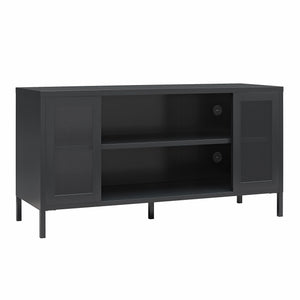 Systembuild Evolution Sunset District Metal TV Stand for TVs up to 50" with Perforated Metal Mesh Accents - Black