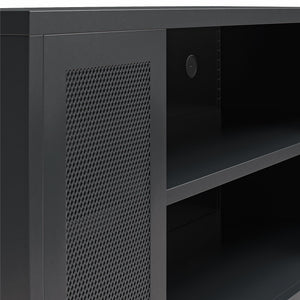 Systembuild Evolution Sunset District Metal TV Stand for TVs up to 50" with Perforated Metal Mesh Accents - Black