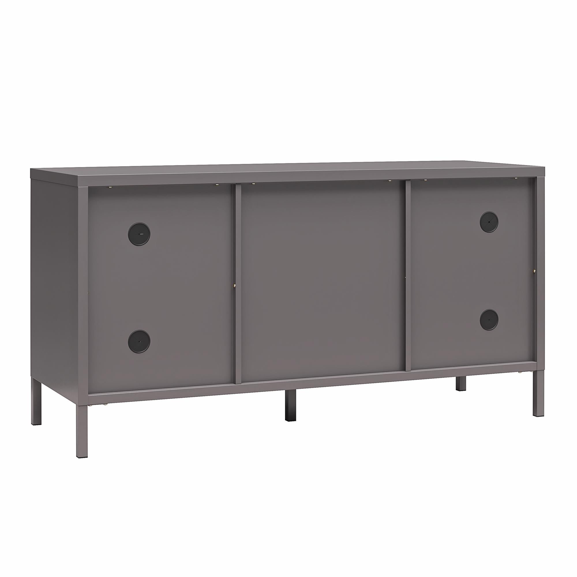 Systembuild Evolution Sunset District Metal TV Stand for TVs up to 50" with Perforated Metal Mesh Accents - Graphite Grey