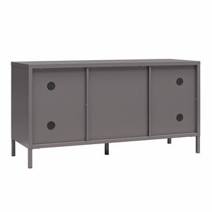 Systembuild Evolution Sunset District Metal TV Stand for TVs up to 50" with Perforated Metal Mesh Accents - Graphite Grey