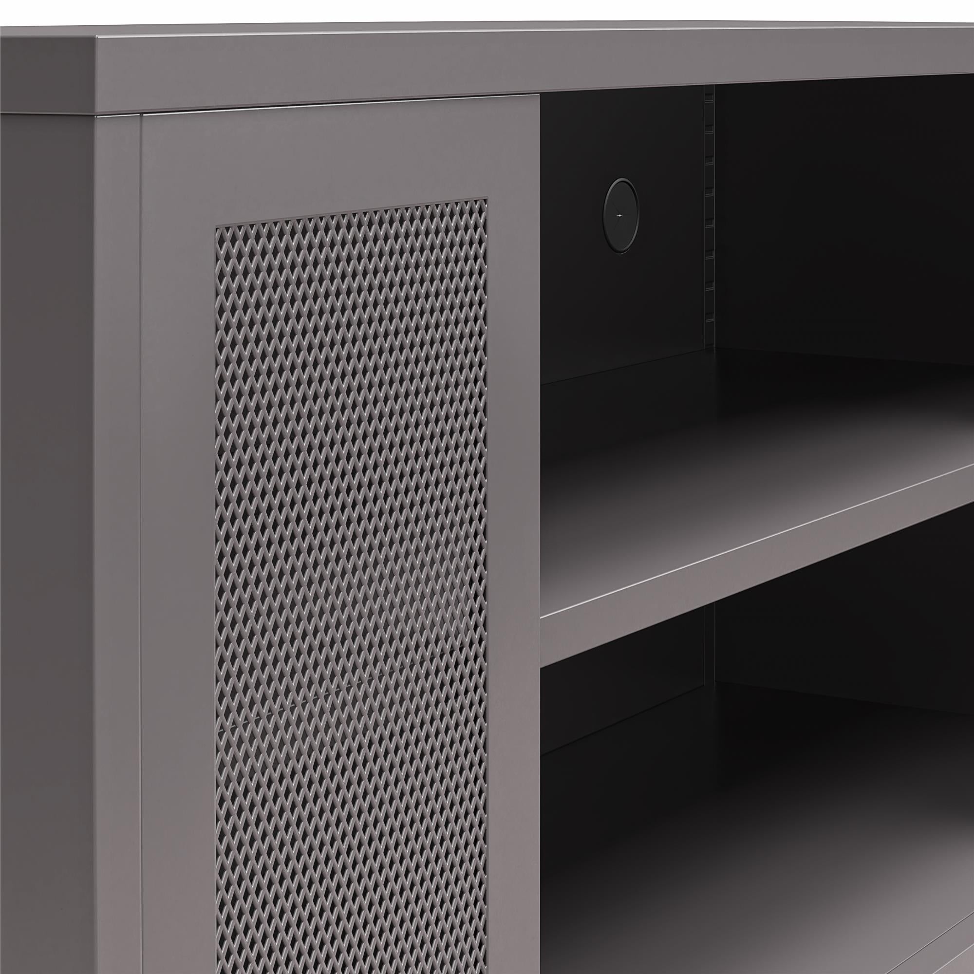 Systembuild Evolution Sunset District Metal TV Stand for TVs up to 50" with Perforated Metal Mesh Accents - Graphite Grey