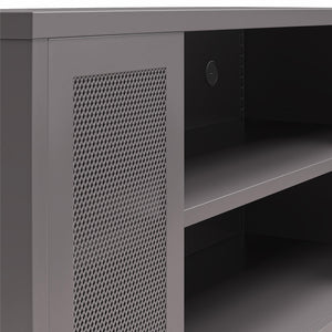 Systembuild Evolution Sunset District Metal TV Stand for TVs up to 50" with Perforated Metal Mesh Accents - Graphite Grey