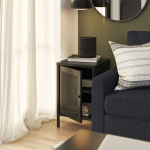 Systembuild Evolution Sunset District Side Table with Perforated Metal Mesh Door - Black