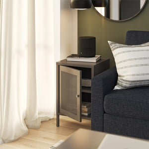 Systembuild Evolution Sunset District Side Table with Perforated Metal Mesh Door - Graphite Grey