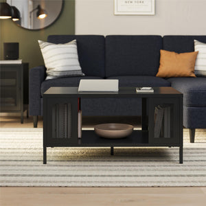 Systembuild Evolution Sunset District Metal Coffee Table with Perforated Metal Mesh Accents - Black