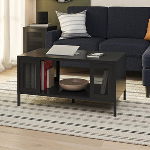 Systembuild Evolution Sunset District Metal Coffee Table with Perforated Metal Mesh Accents - Black
