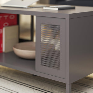 Systembuild Evolution Sunset District Metal Coffee Table with Perforated Metal Mesh Accents - Graphite Grey