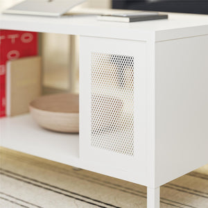 Systembuild Evolution Sunset District Metal Coffee Table with Perforated Metal Mesh Accents - White