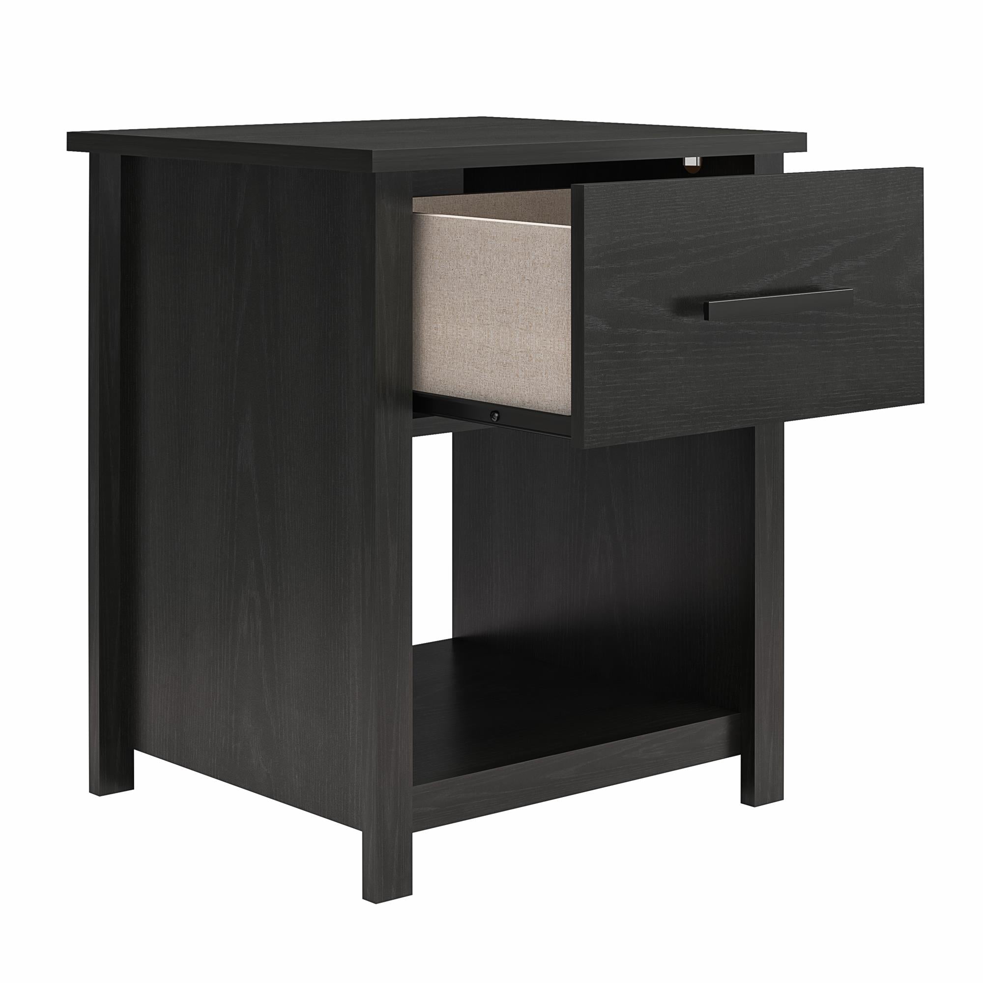 Ameriwood Home Riverside 1-Drawer Nightstand - Black Oak - 1 Drawer