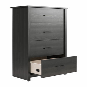 Ameriwood Home Riverside Tall 4-Drawer Dresser - Black Oak - 4 Drawer