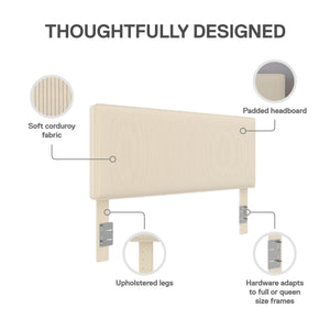 DHP Sloan Full/Queen Upholstered Headboard - Ivory - Adjustable Full/Queen