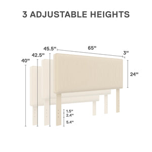 DHP Sloan Full/Queen Upholstered Headboard - Ivory - Adjustable Full/Queen