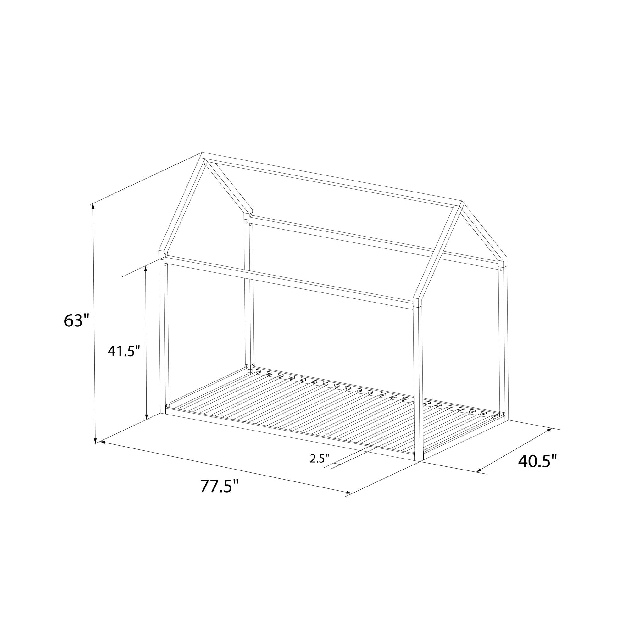 Max & Finn Skyler Metal House Bed - Black - Twin