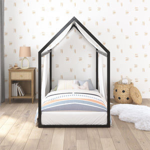 Max & Finn Skyler Metal House Bed - Black - Twin