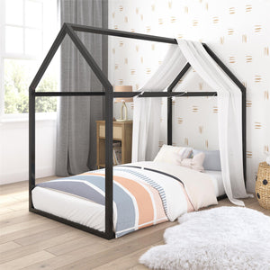 Max & Finn Skyler Metal House Bed - Black - Twin