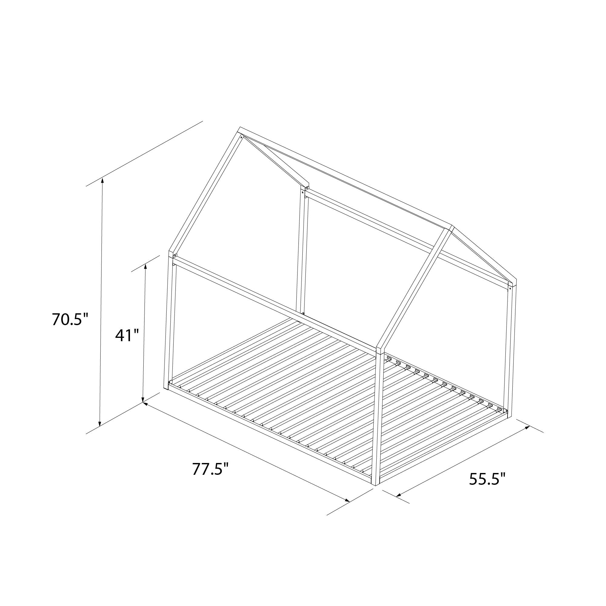 Max & Finn Skyler Metal House Bed - Off White - Full