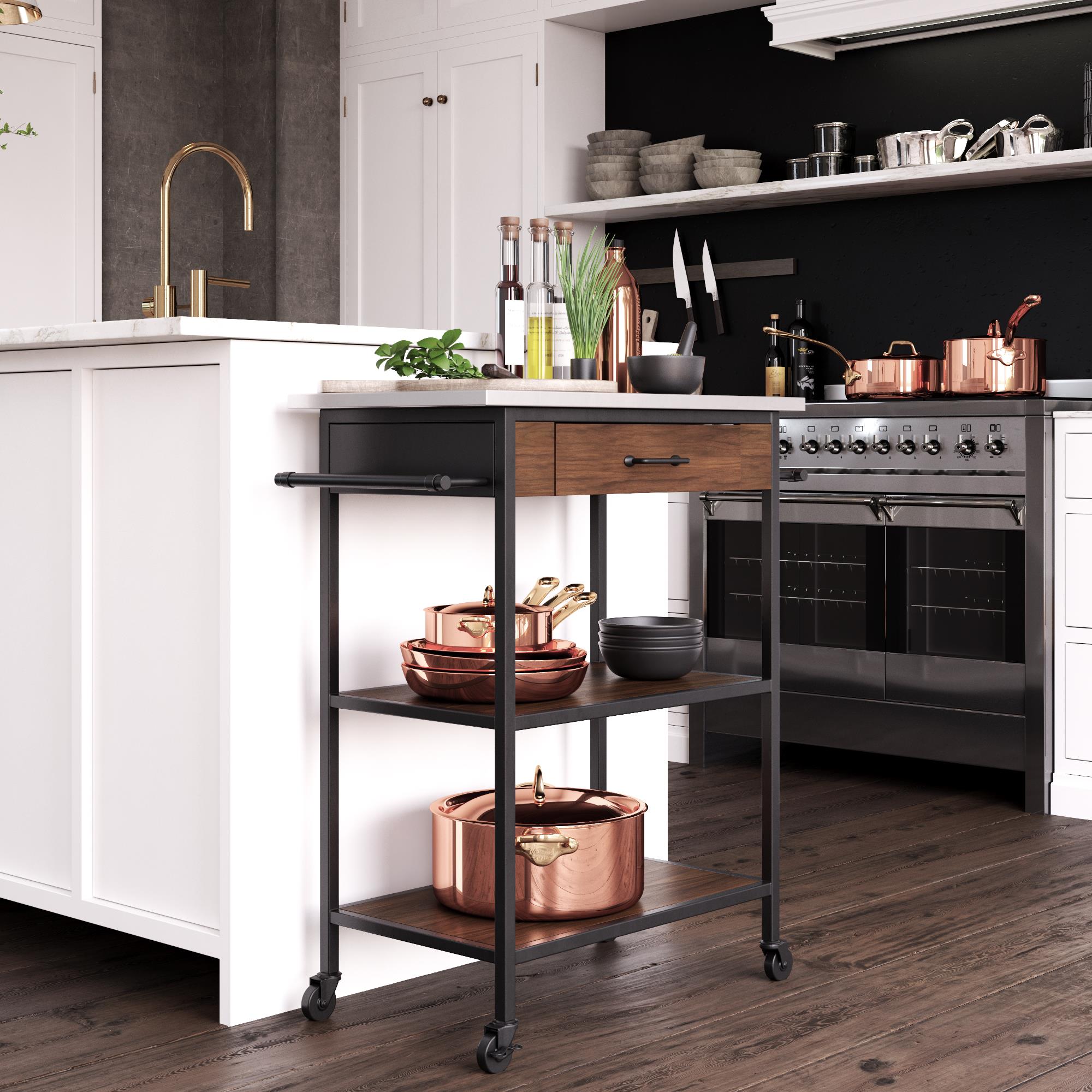 DHP Kane Kitchen Cart - Brown