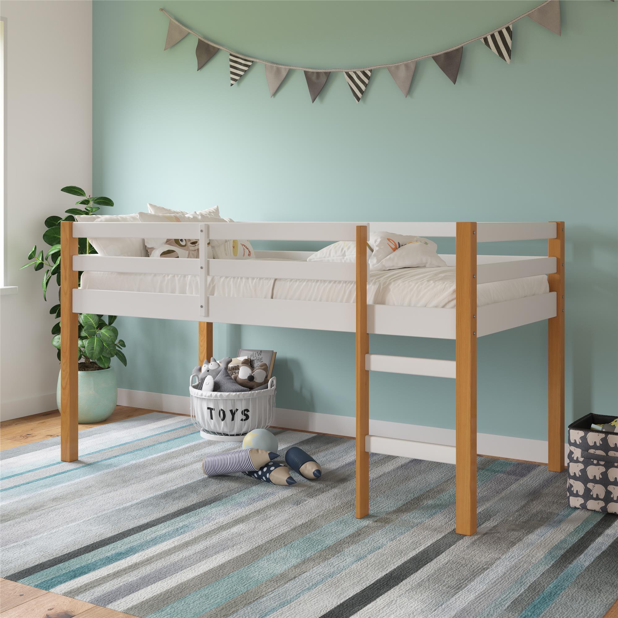 DHP Milton Kids' Low Wood Loft Bed - Natural/White