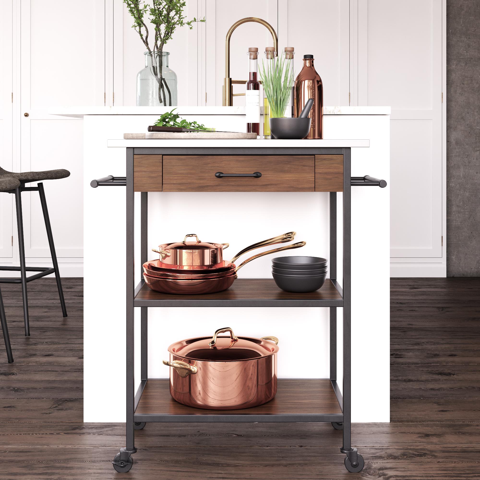 DHP Kane Kitchen Cart - Brown