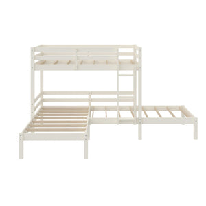 DHP Casey Kids' L-Shaped Corner Triple Bunk Bed - White - Twin