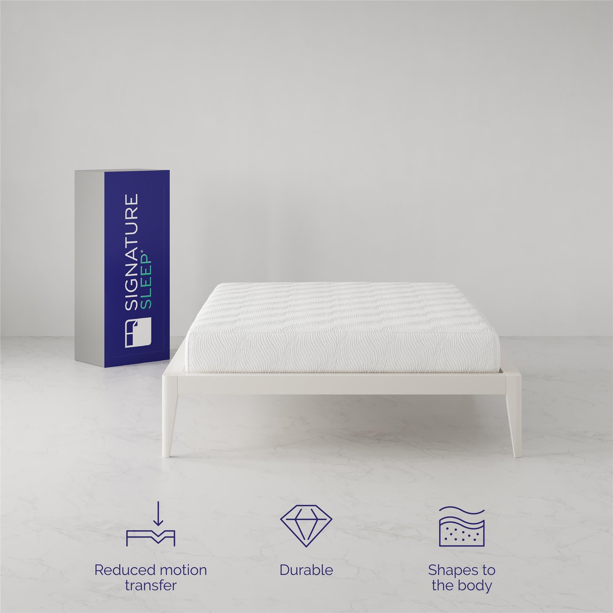 Signature Sleep 8" Queen Memory Foam Mattress - White