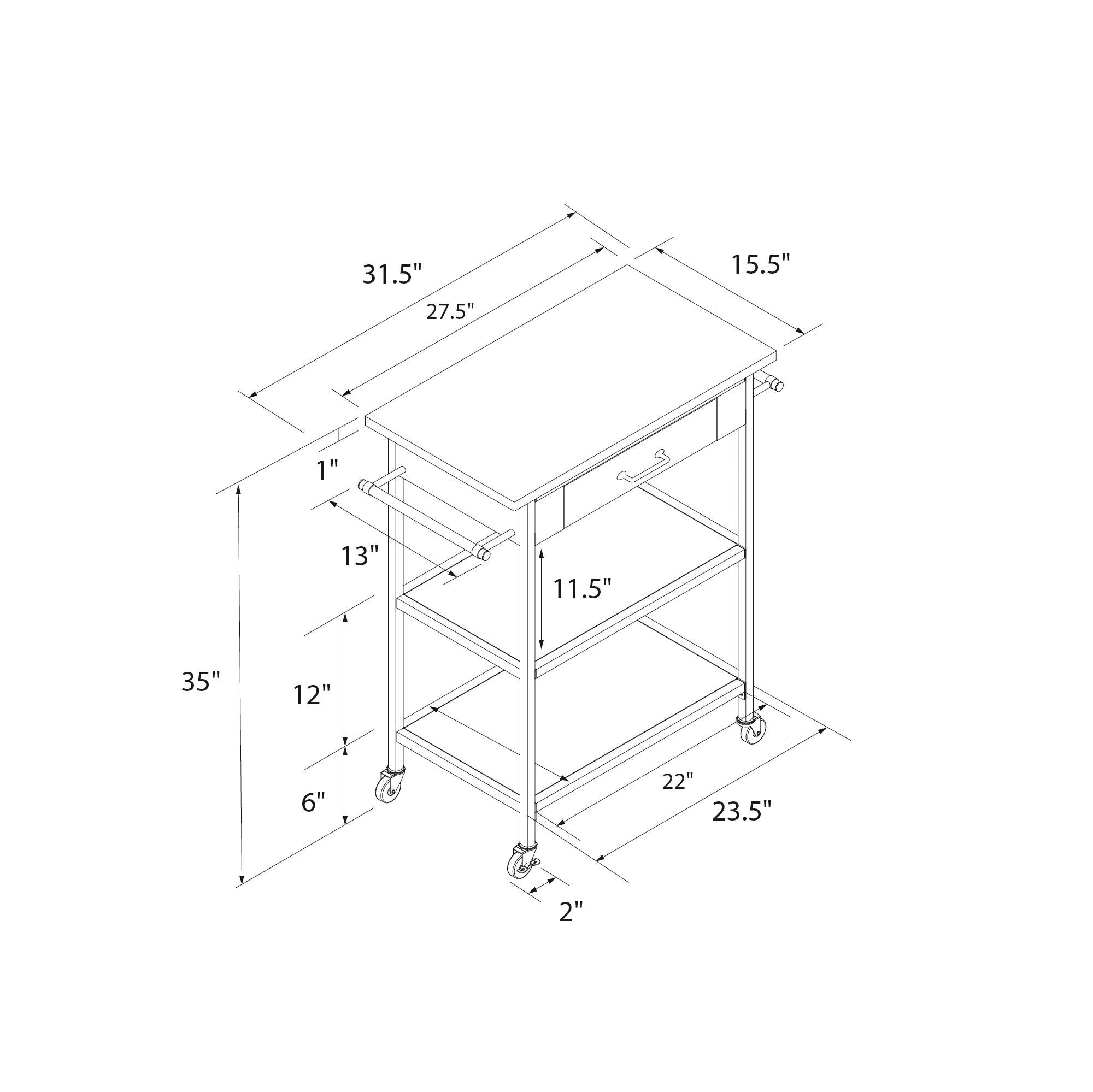 DHP Kane Kitchen Cart - Brown