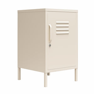 Novogratz Cache Metal Locker Style Living Room End Table - Parchment