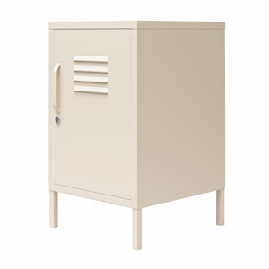 Novogratz Cache Metal Locker Style Living Room End Table - Parchment