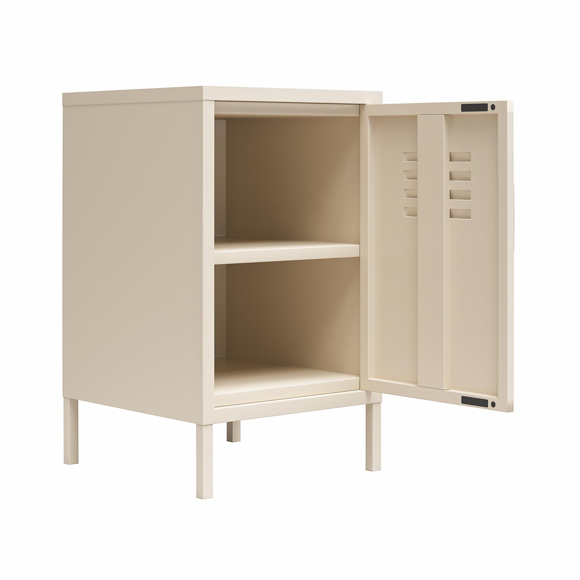 Novogratz Cache Metal Locker Style Living Room End Table - Parchment