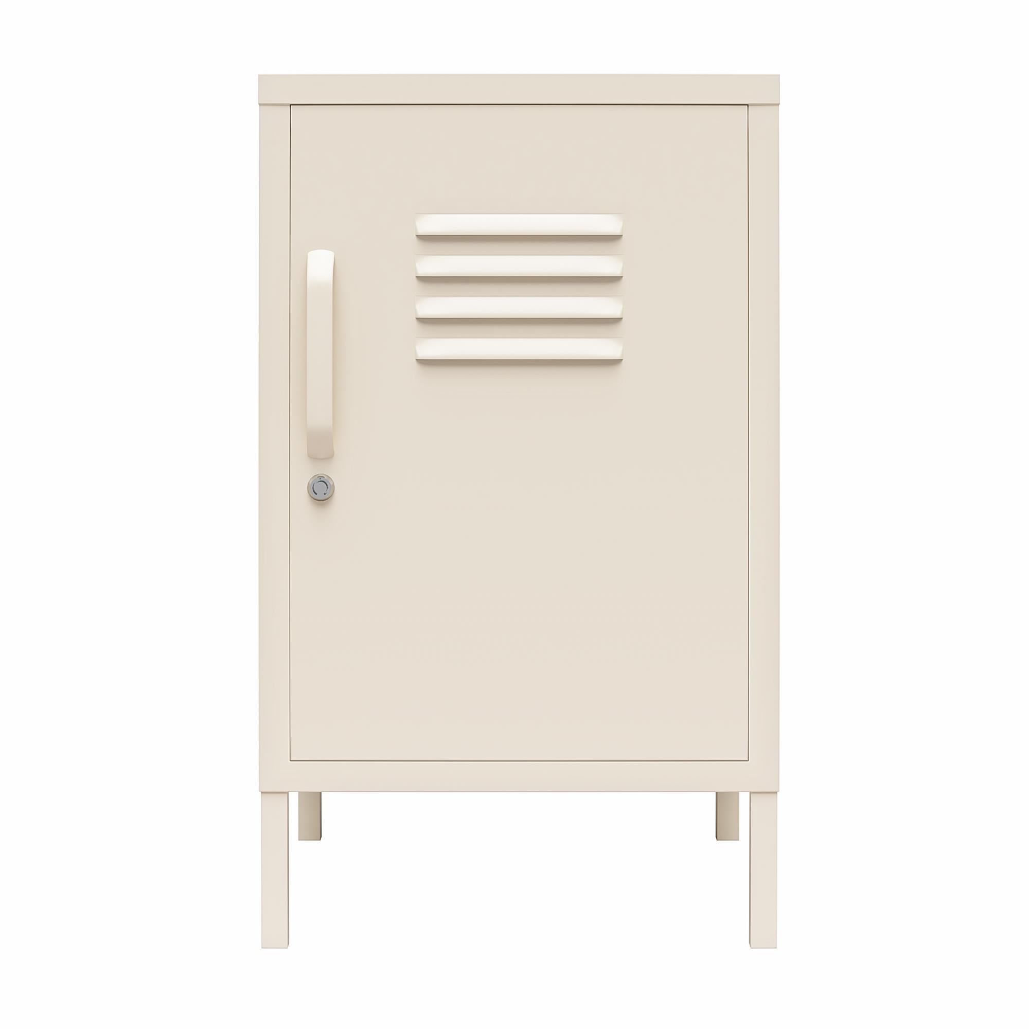 Novogratz Cache Metal Locker Style Living Room End Table - Parchment
