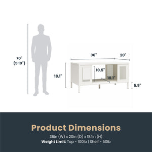 Systembuild Evolution Sunset District Metal Coffee Table with Perforated Metal Mesh Accents - White