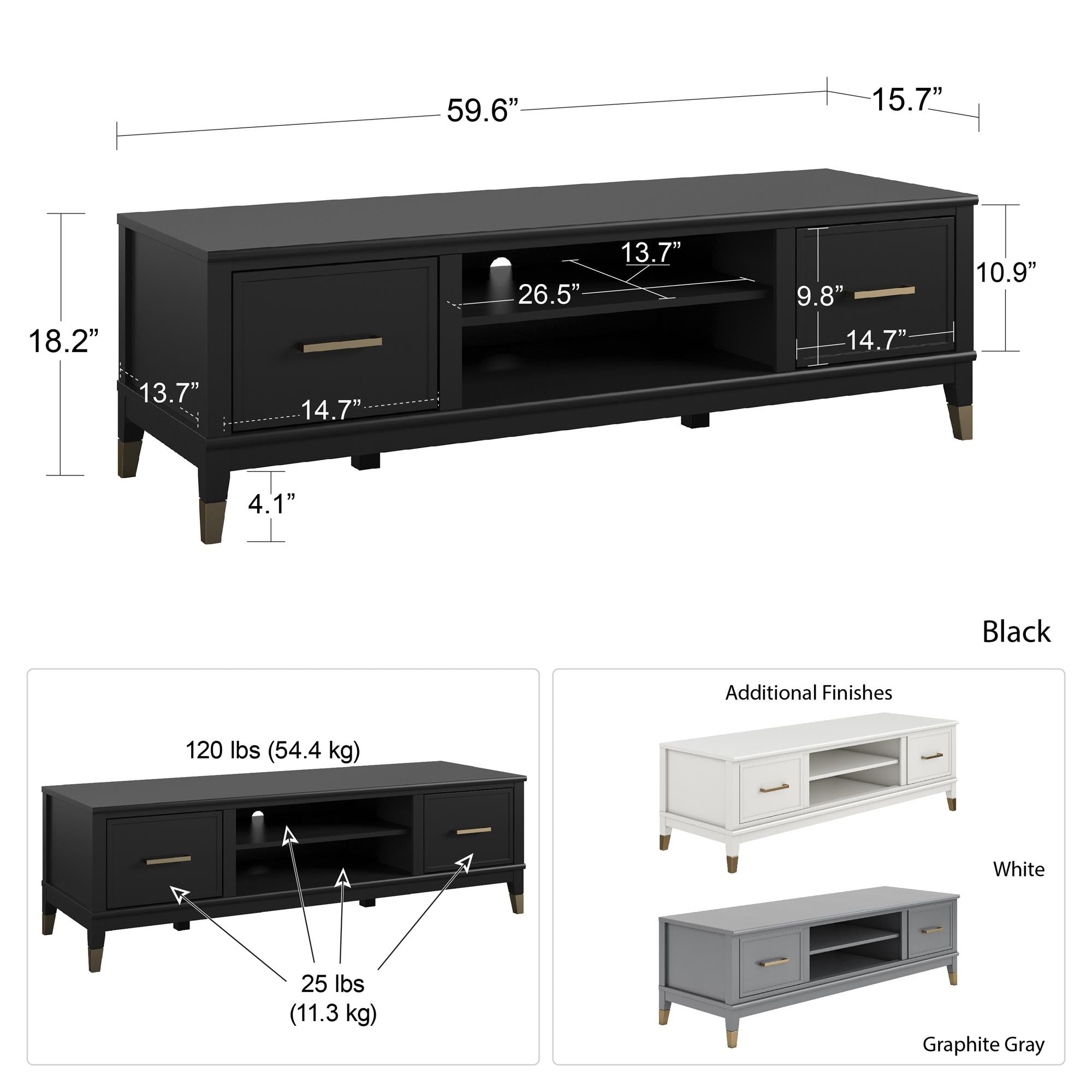 CosmoLiving Westerleigh TV Stand for TVs up to 65" - White