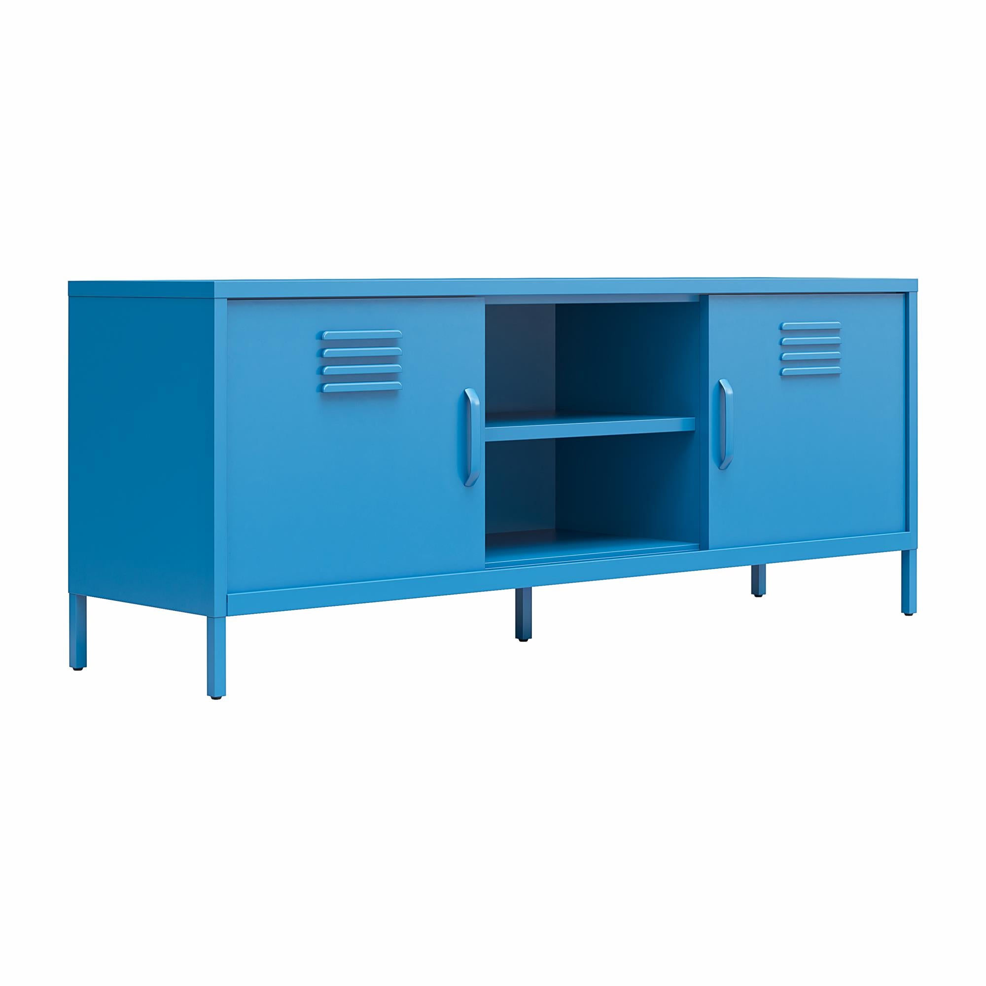 Novogratz Cache Metal Locker-Style TV Stand for TVs up to 65" - Bright Blue