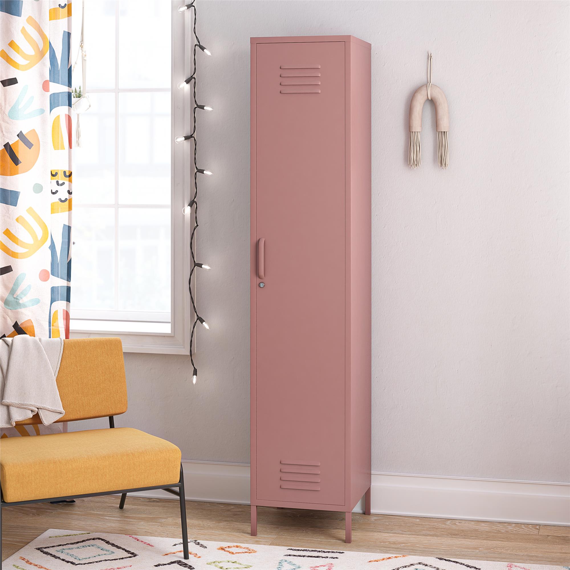 Novogratz Cache 1-Door Tall Single Metal Locker Style Storage Cabinet - Dusty Rose