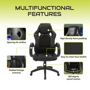 NTense Vortex Gaming and Office Chair - Black - 1-Seater