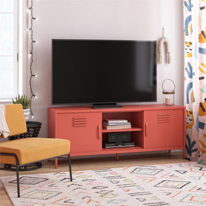 Novogratz Cache Metal Locker-Style TV Stand for TVs up to 65" - Orange
