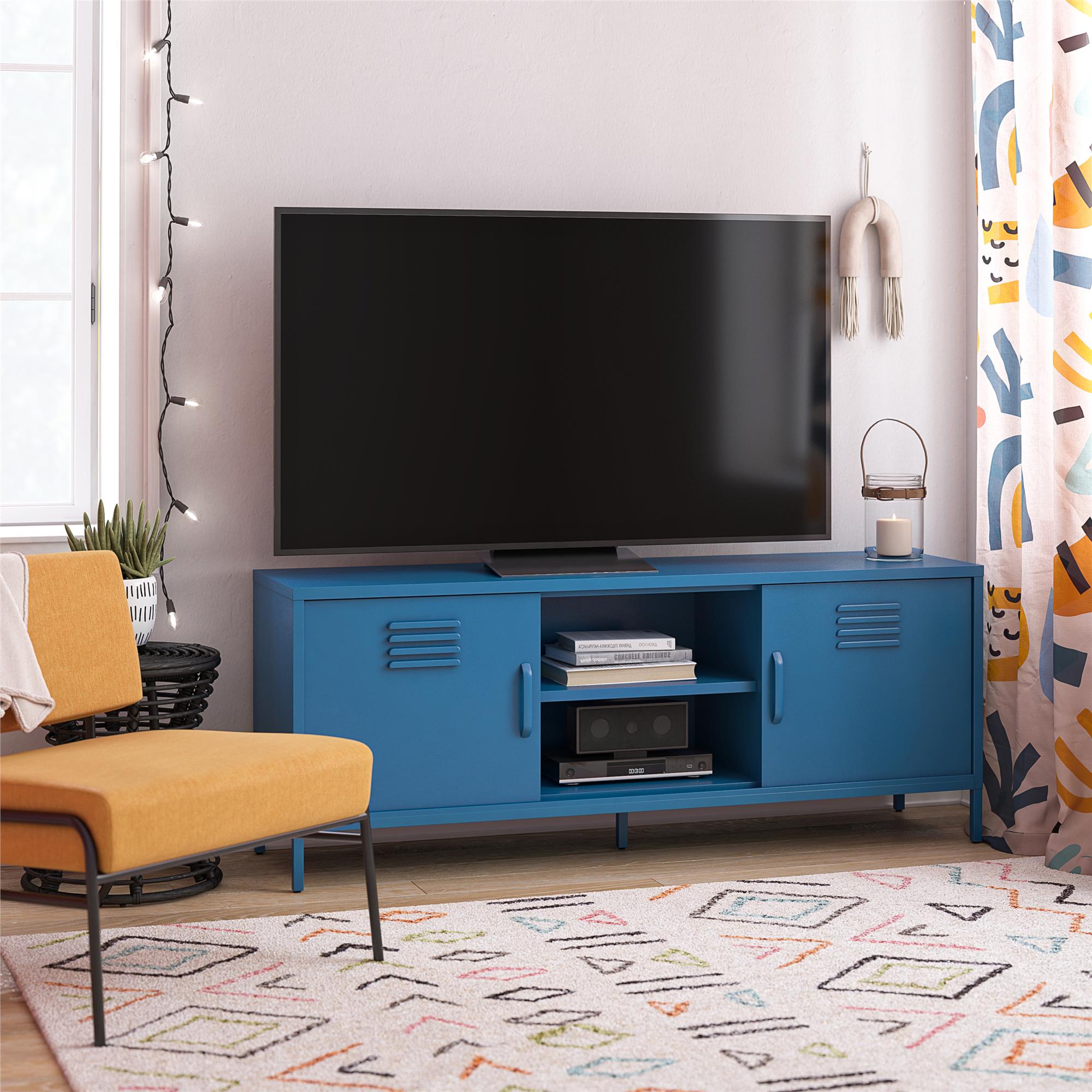 Novogratz Cache Metal Locker-Style TV Stand for TVs up to 65" - Bright Blue