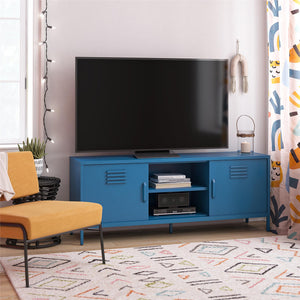 Novogratz Cache Metal Locker-Style TV Stand for TVs up to 65" - Bright Blue