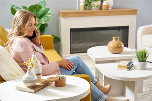 Ameriwood Home Daytona 2-Piece Modern Coffee Table with Rounded Edges - Plaster