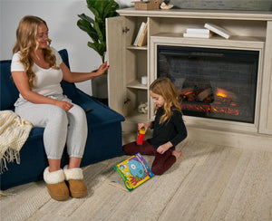 Ameriwood Home Pendleton Multi-Colored Electric Fireplace Mantel TV Stand with Storage for TVs up to 65" - White Oak