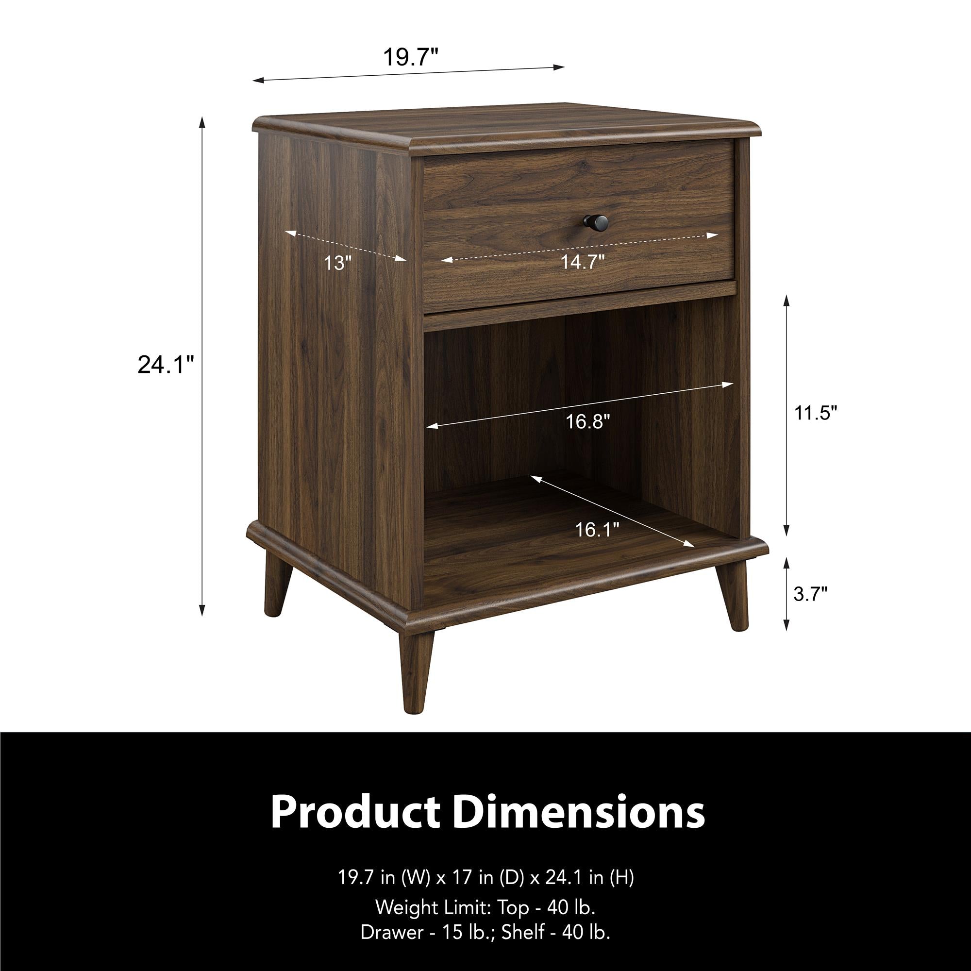Ameriwood Home Farnsworth Nightstand - Florence Walnut