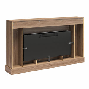 Novogratz Monroe Wide Mantel Stone and Crystal Electric Fireplace - Danish Walnut