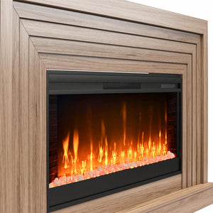 Novogratz Monroe Wide Mantel Stone and Crystal Electric Fireplace - Danish Walnut