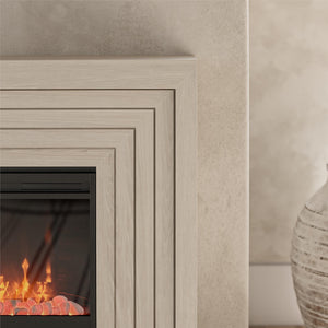 Novogratz Monroe Wide Mantel Stone and Crystal Electric Fireplace - White Oak