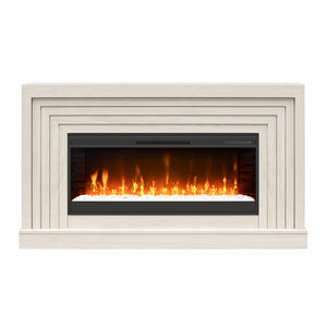 Novogratz Monroe Wide Mantel Stone and Crystal Electric Fireplace - White Oak
