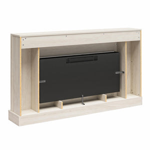 Novogratz Monroe Wide Mantel Stone and Crystal Electric Fireplace - White Oak