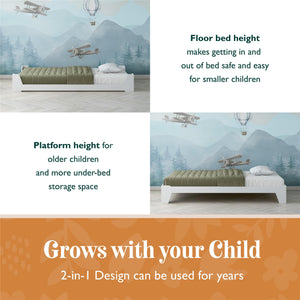 Max & Finn Maverick Kids Montessori Flip Bed - White - Twin