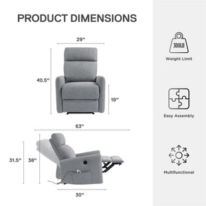 DHP Kai Power Recliner with Massage and Heat - Dark Gray - 1-Seater