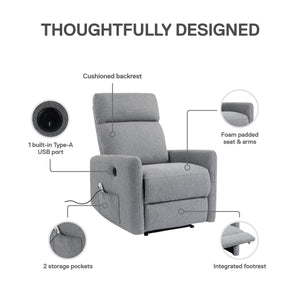 DHP Kai Power Recliner with Massage and Heat - Dark Gray - 1-Seater